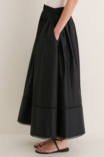 Black Cotton Poplin Nicole Circle Skirt