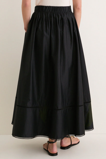 Black Cotton Poplin Nicole Circle Skirt