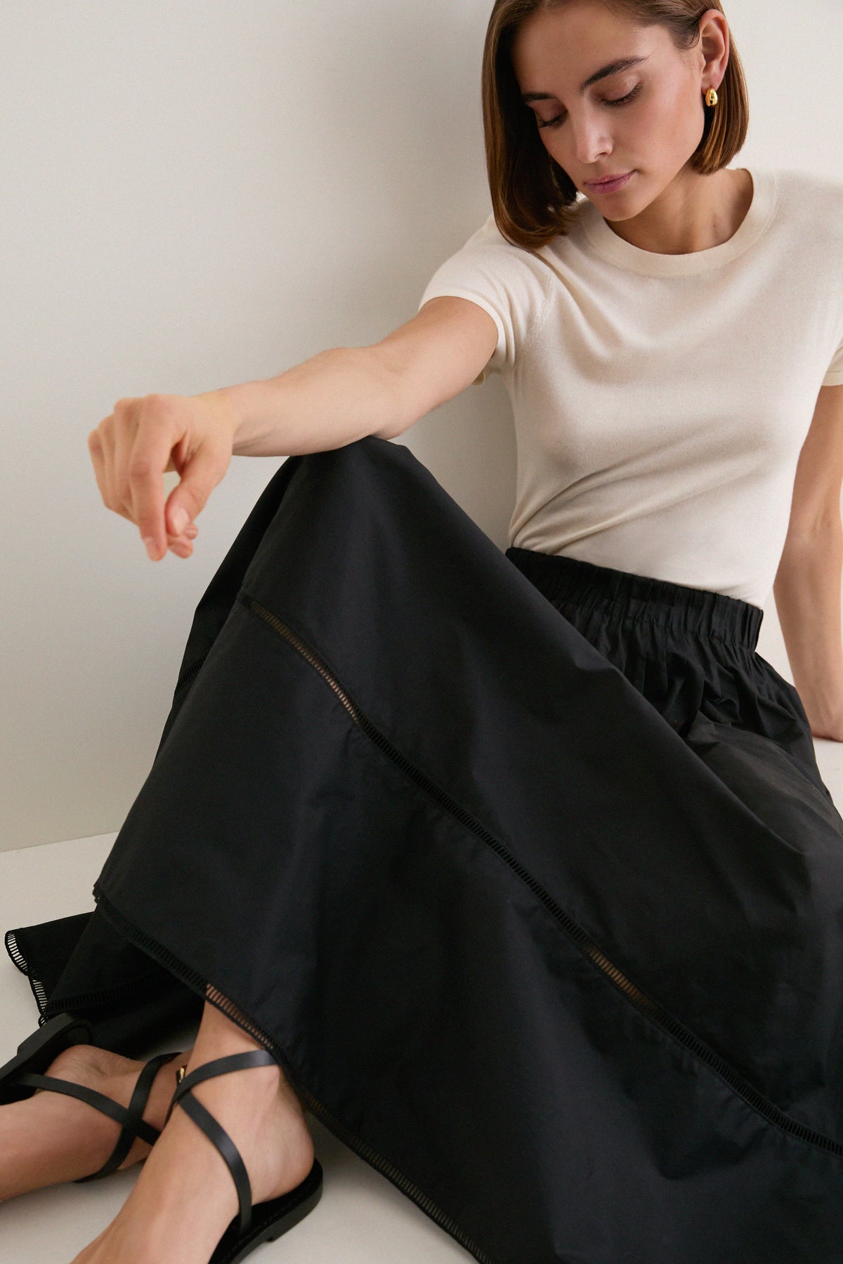 Black Cotton Poplin Nicole Circle Skirt