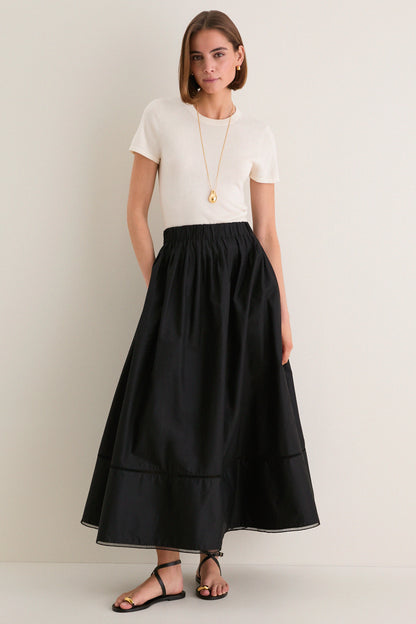 Black Cotton Poplin Nicole Circle Skirt
