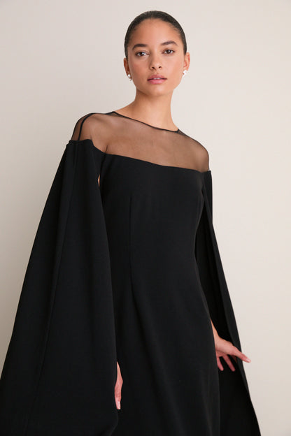 Black Estelle Cape Maxi Dress