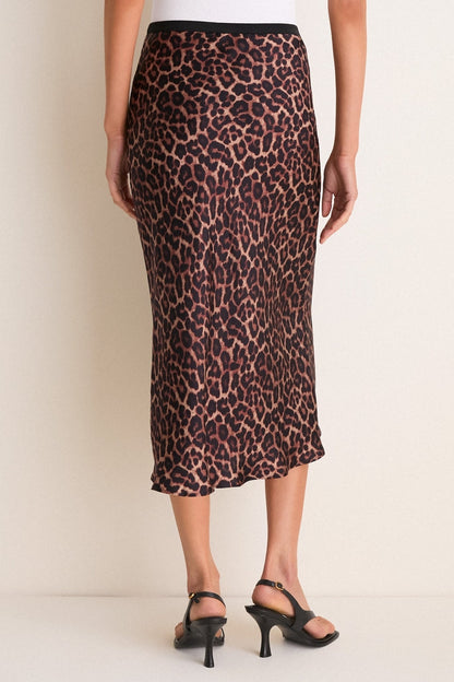 Black and Brown Printed Bar Silk Skirt