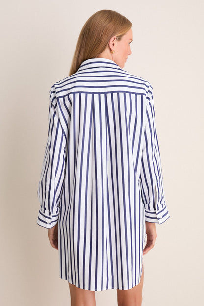 Blue and White Stripe Carlotta Mini Dress