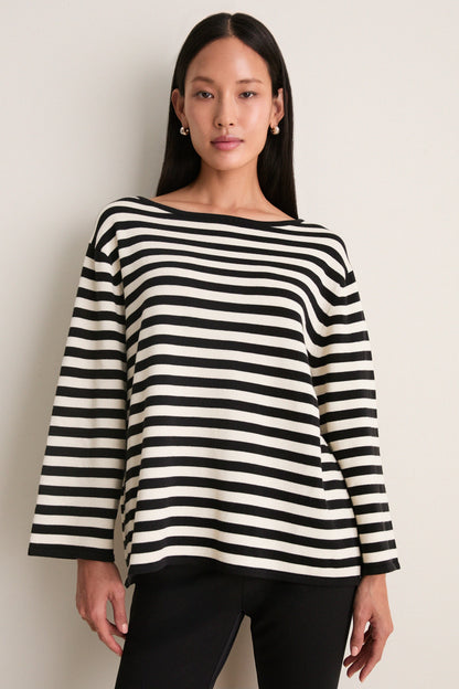 Black and White Stripe Darcy Long Sleeve Top