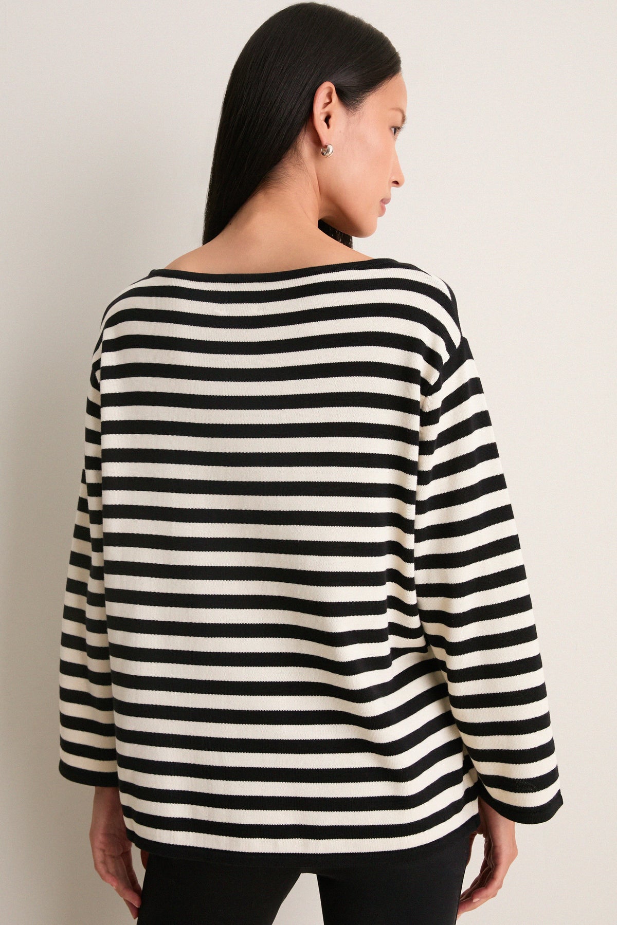 Black and White Stripe Darcy Long Sleeve Top