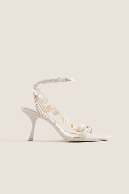 Alabaster Elin Natural Shell Beaded Heels