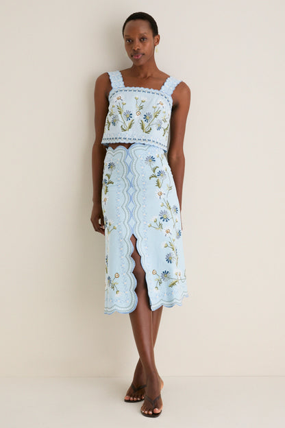 Blue Audra Embroidery Tank Top