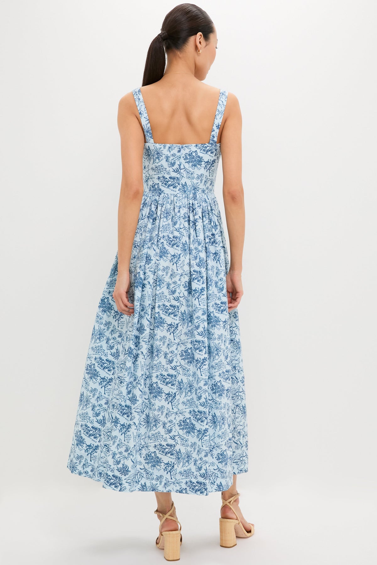 Blue Flora Scoop Neck Maxi Dress