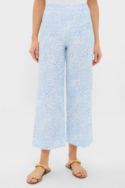 Blue Checkerboard Cropped Pant