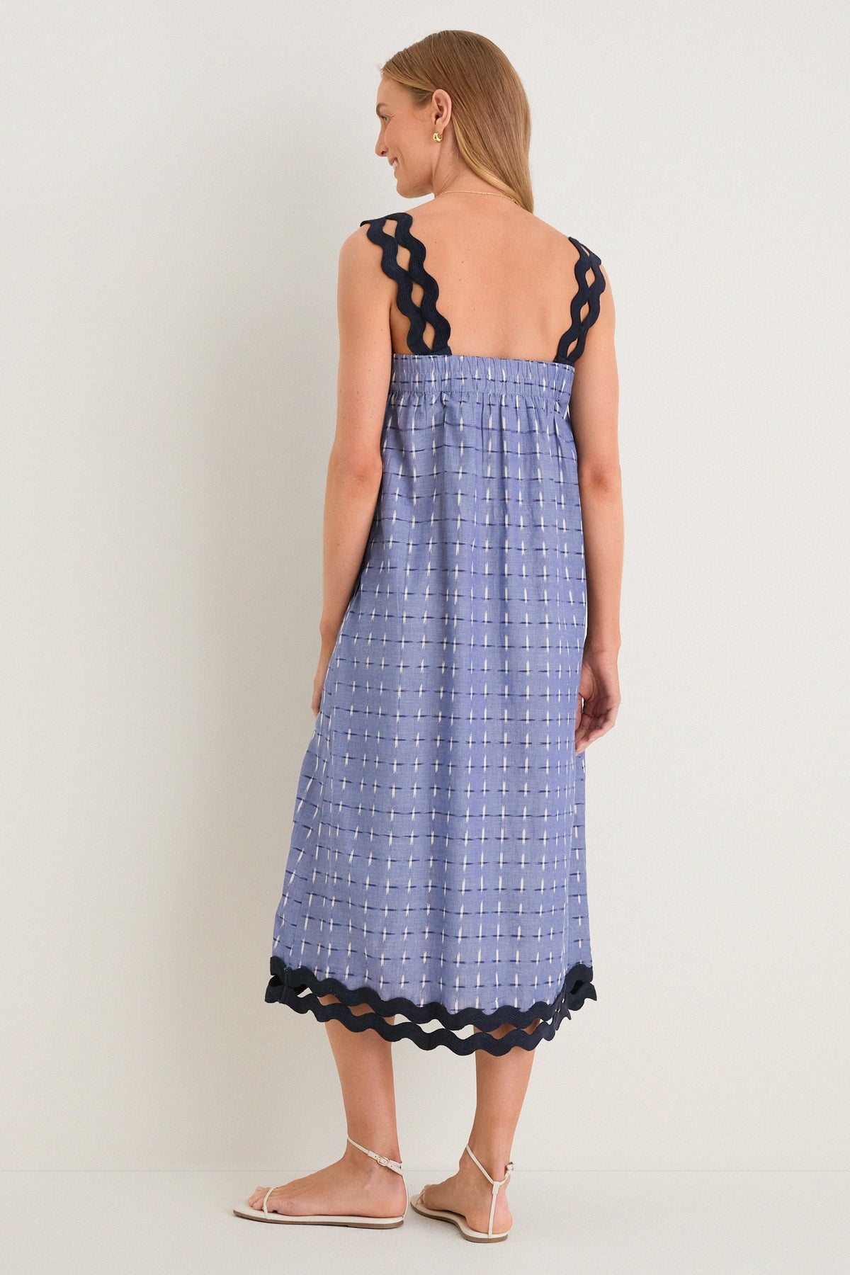 Azure Ikat Embroidered Ellis Dress