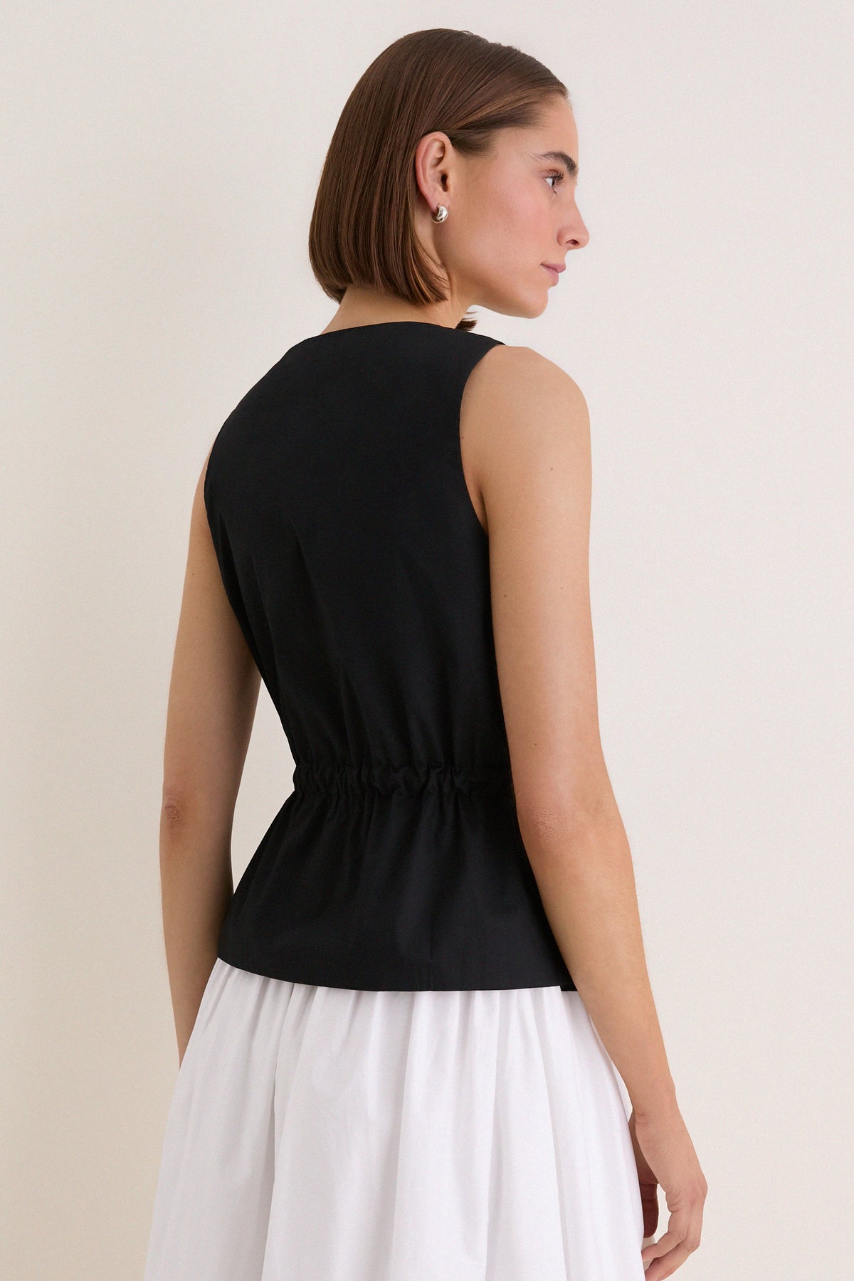 Black Cotton Poplin Francoise Top