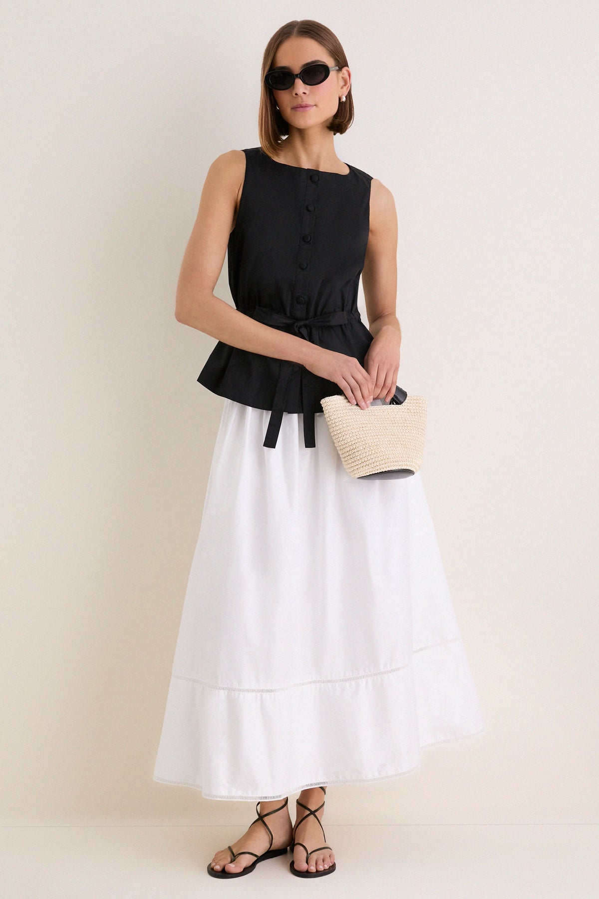 Black Cotton Poplin Francoise Top
