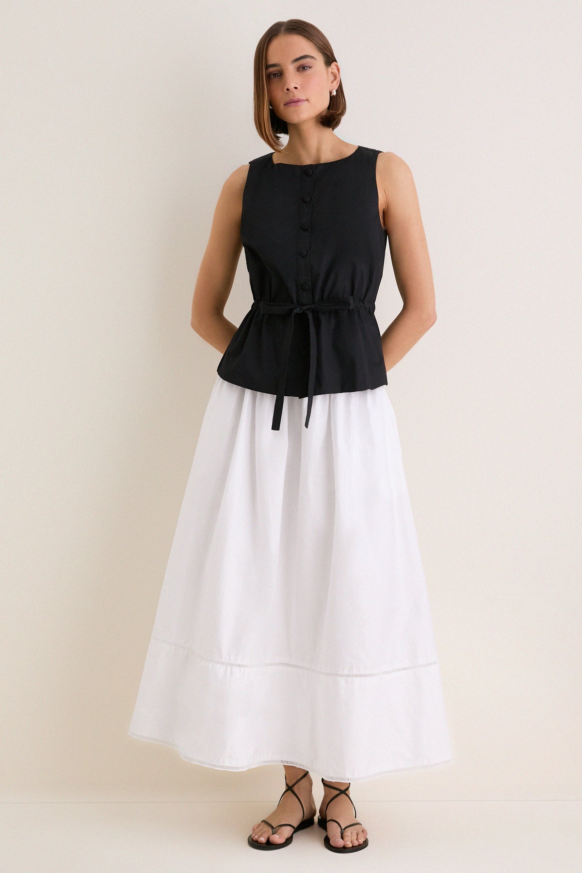 Black Cotton Poplin Francoise Top