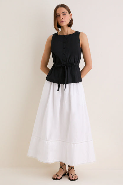Black Cotton Poplin Francoise Top