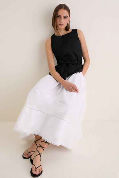 Black Cotton Poplin Francoise Top