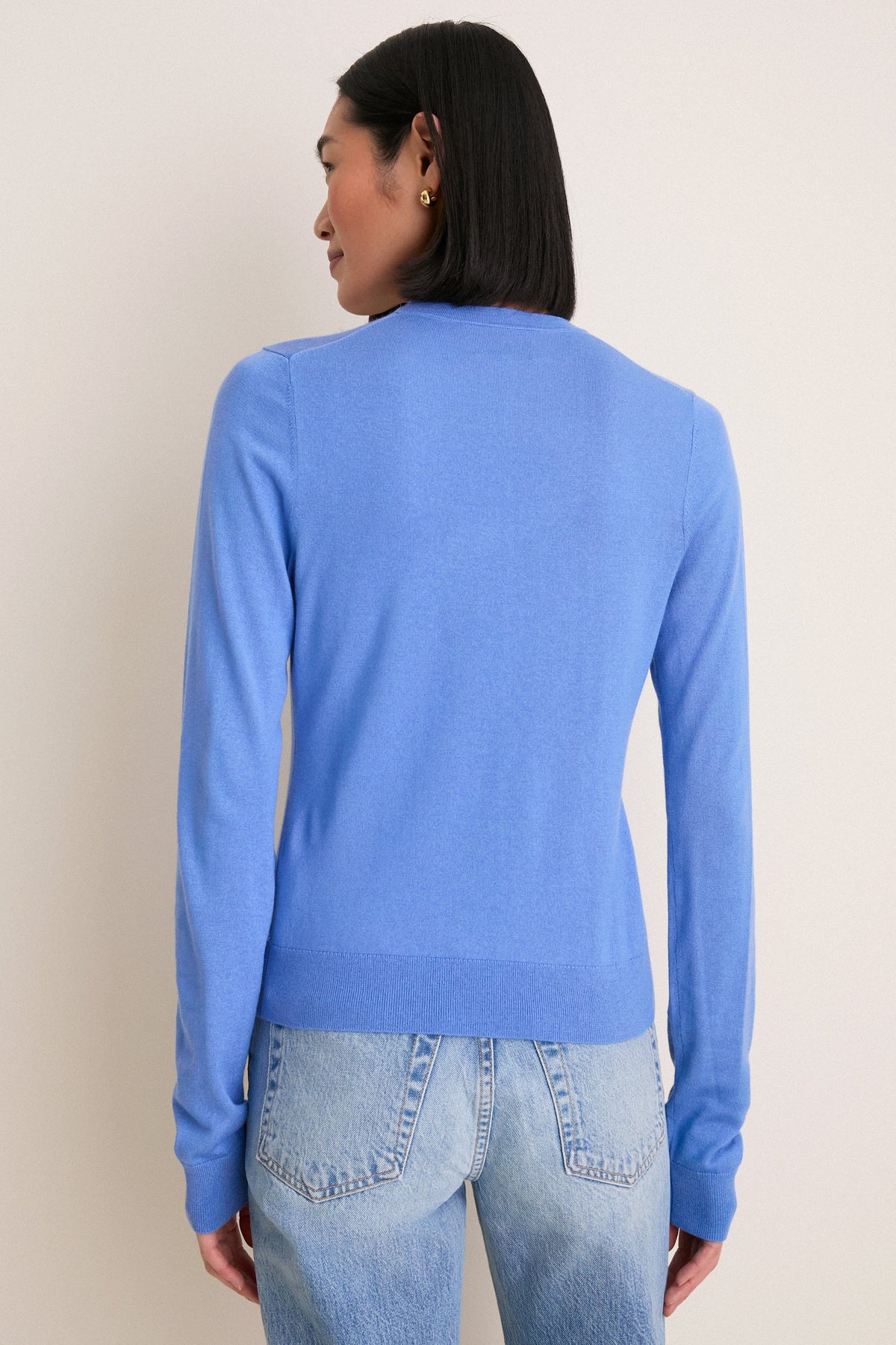 Allure Blue Cashmere Silk Long Sleeve Katie Tee