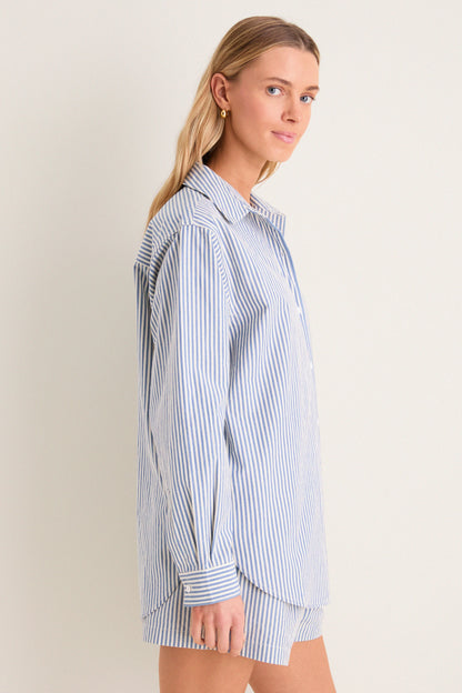 Blue Stripe Seersucker Nadine Button Down