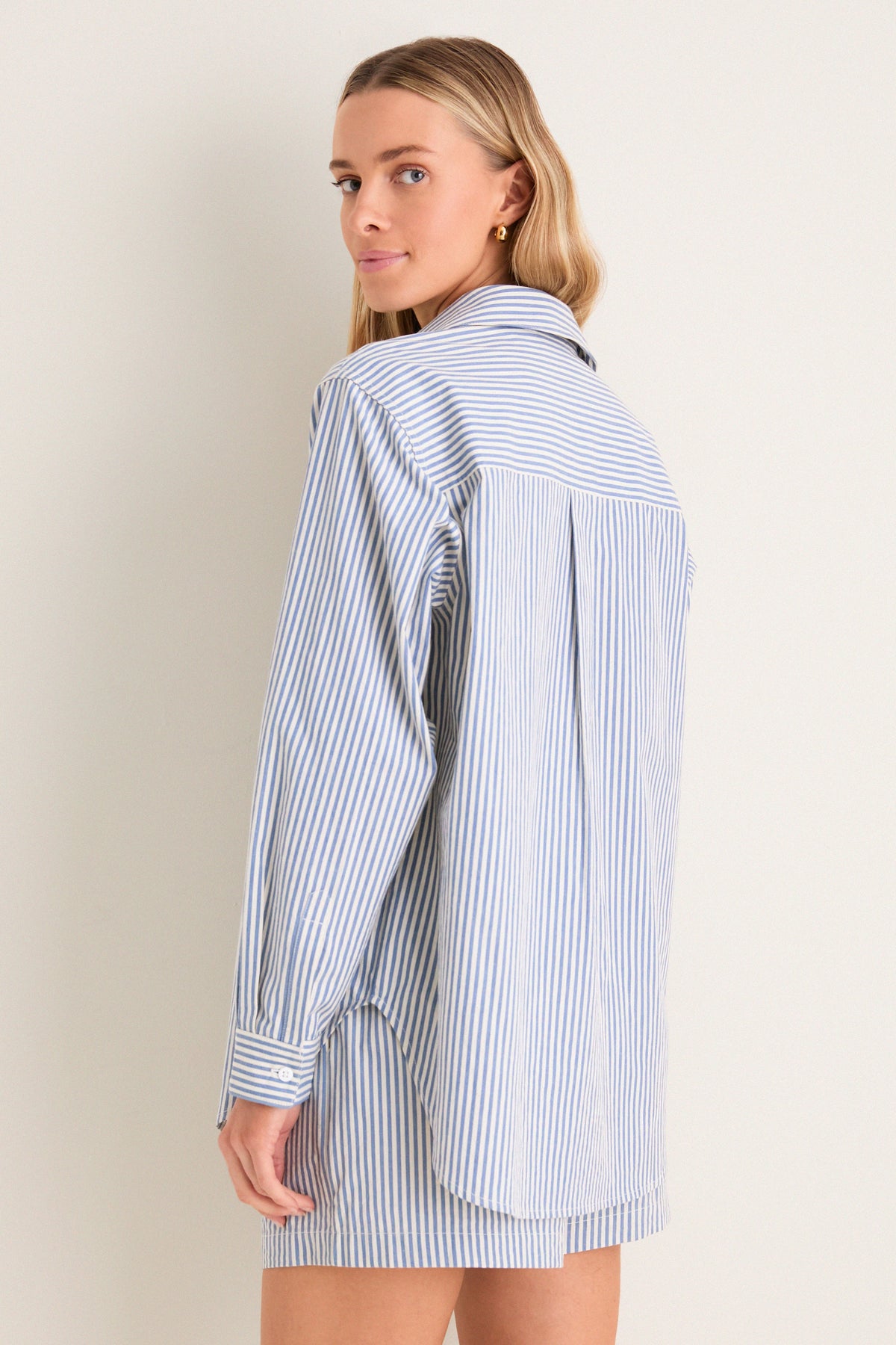 Blue Stripe Seersucker Nadine Button Down
