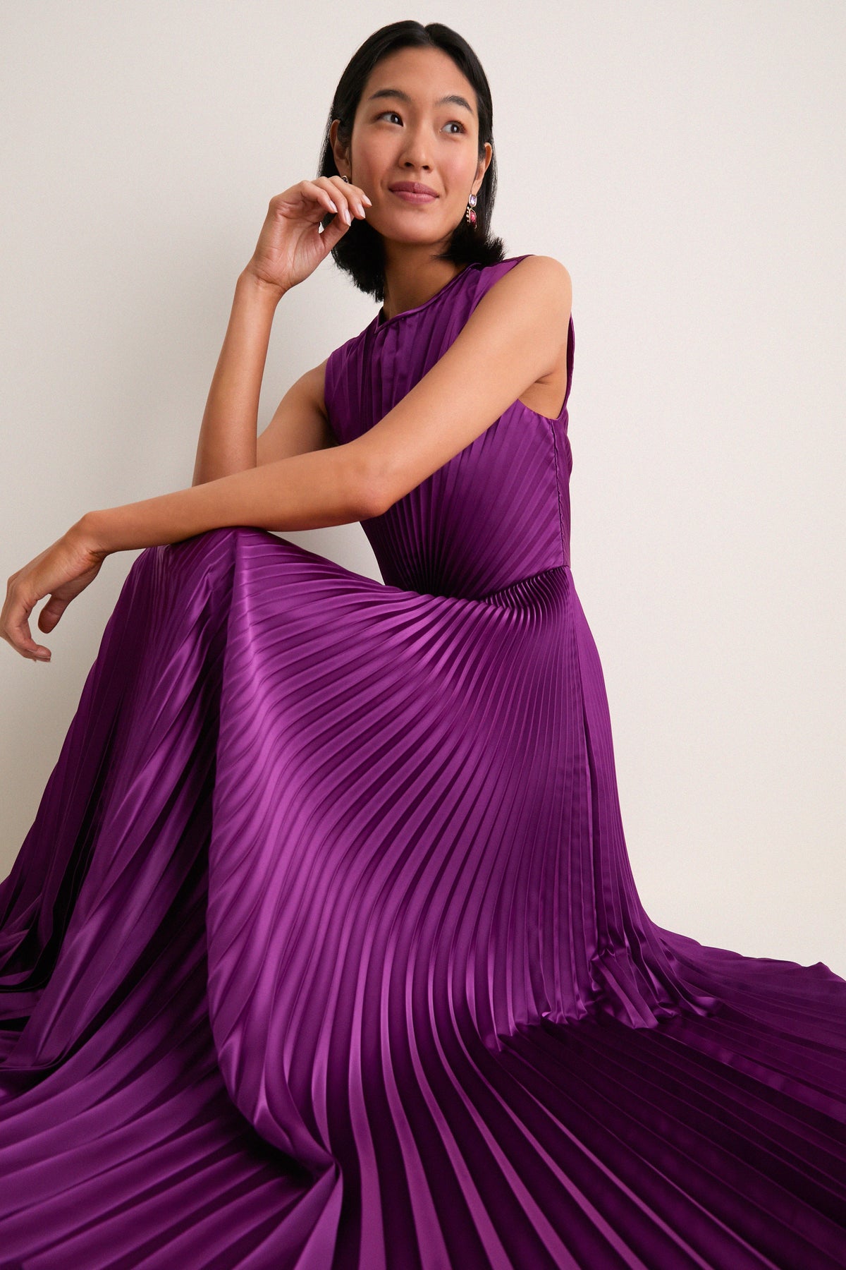 Amaranth Malin Satin Dress