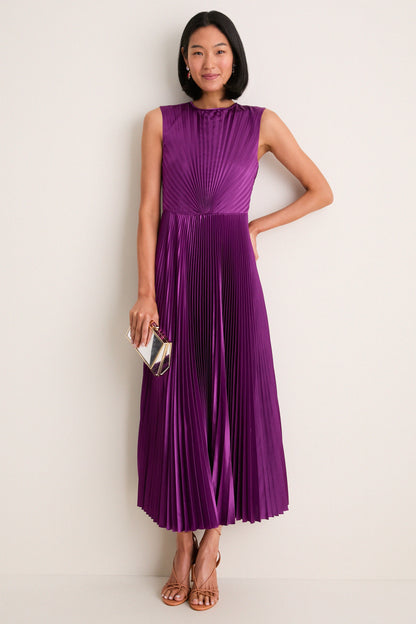 Amaranth Malin Satin Dress