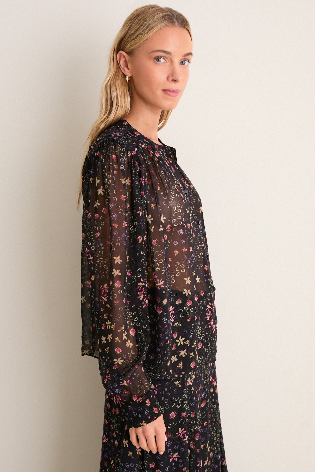 Black and Ecru Florine Blouse