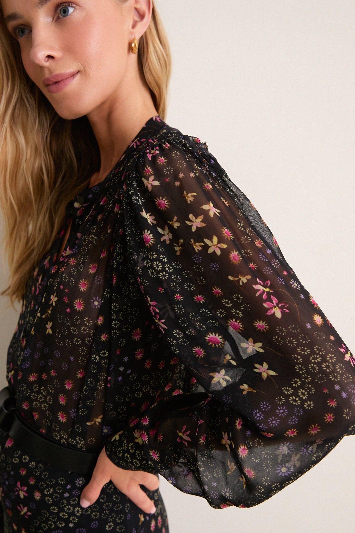 Black and Ecru Florine Blouse