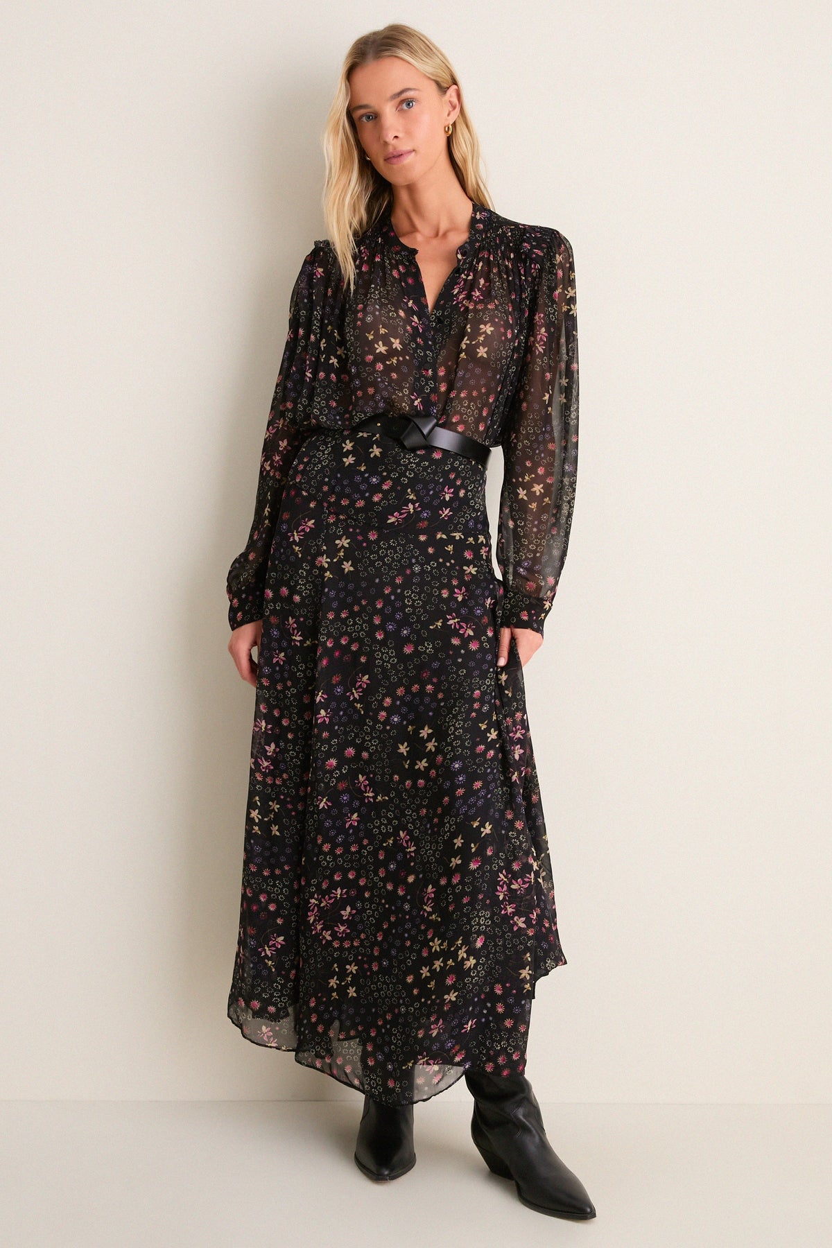 Black and Ecru Florine Blouse