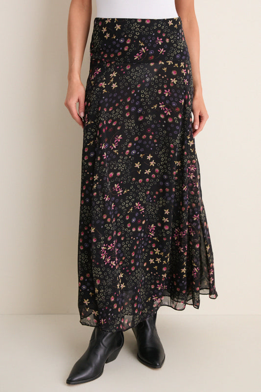 Black and Ecru Fran Skirt
