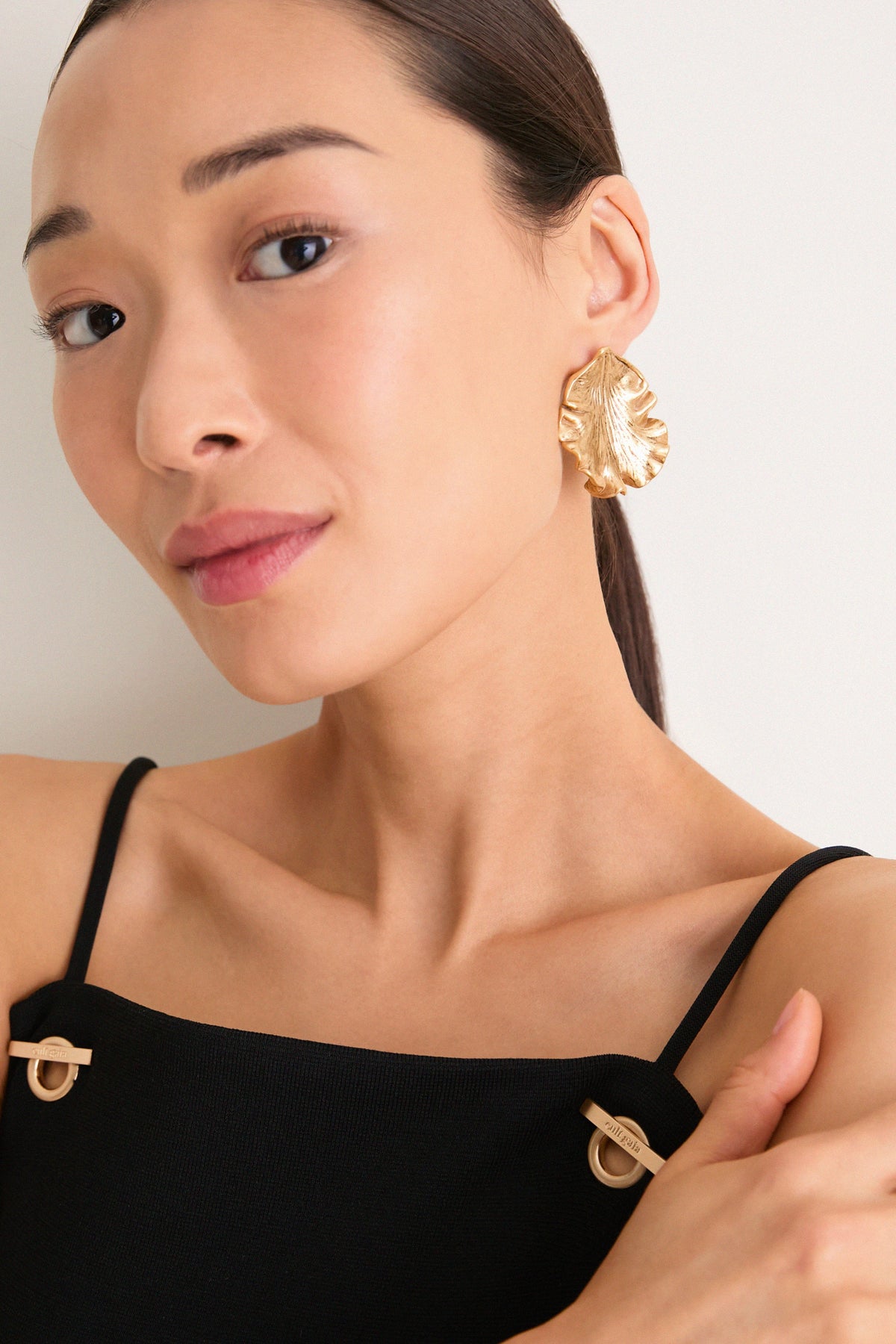 Antique Brass Iris Earrings