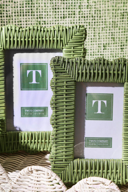 4x6 Green Wicker Weave Photo Frame