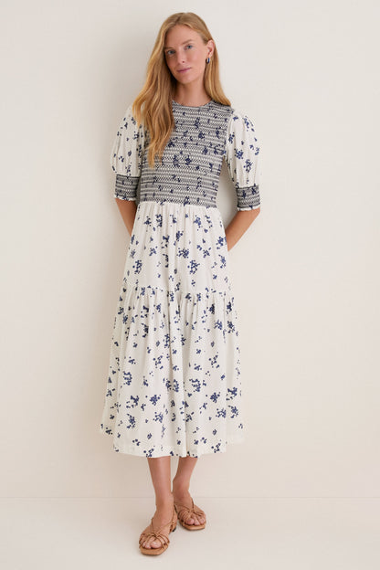 Alyssum Cream Quinn Midi Dress