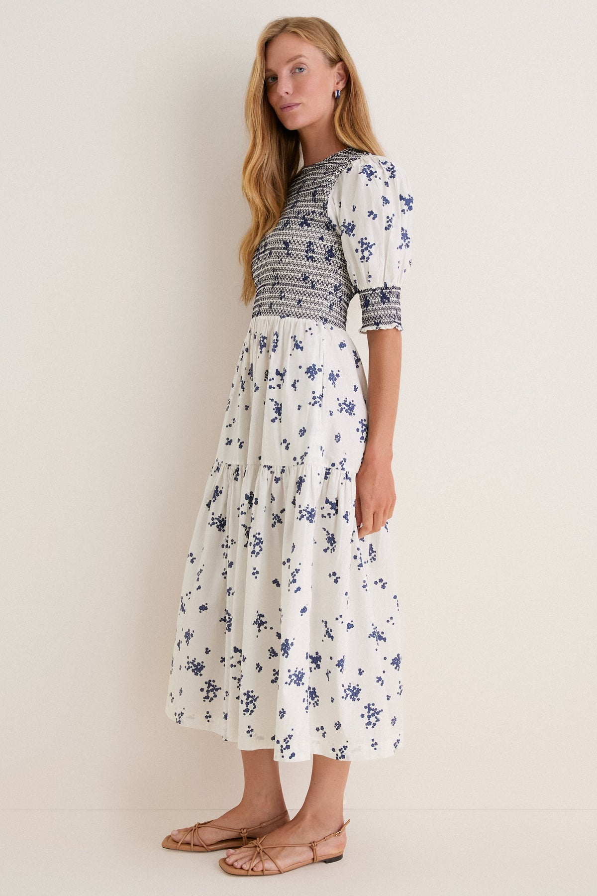 Alyssum Cream Quinn Midi Dress