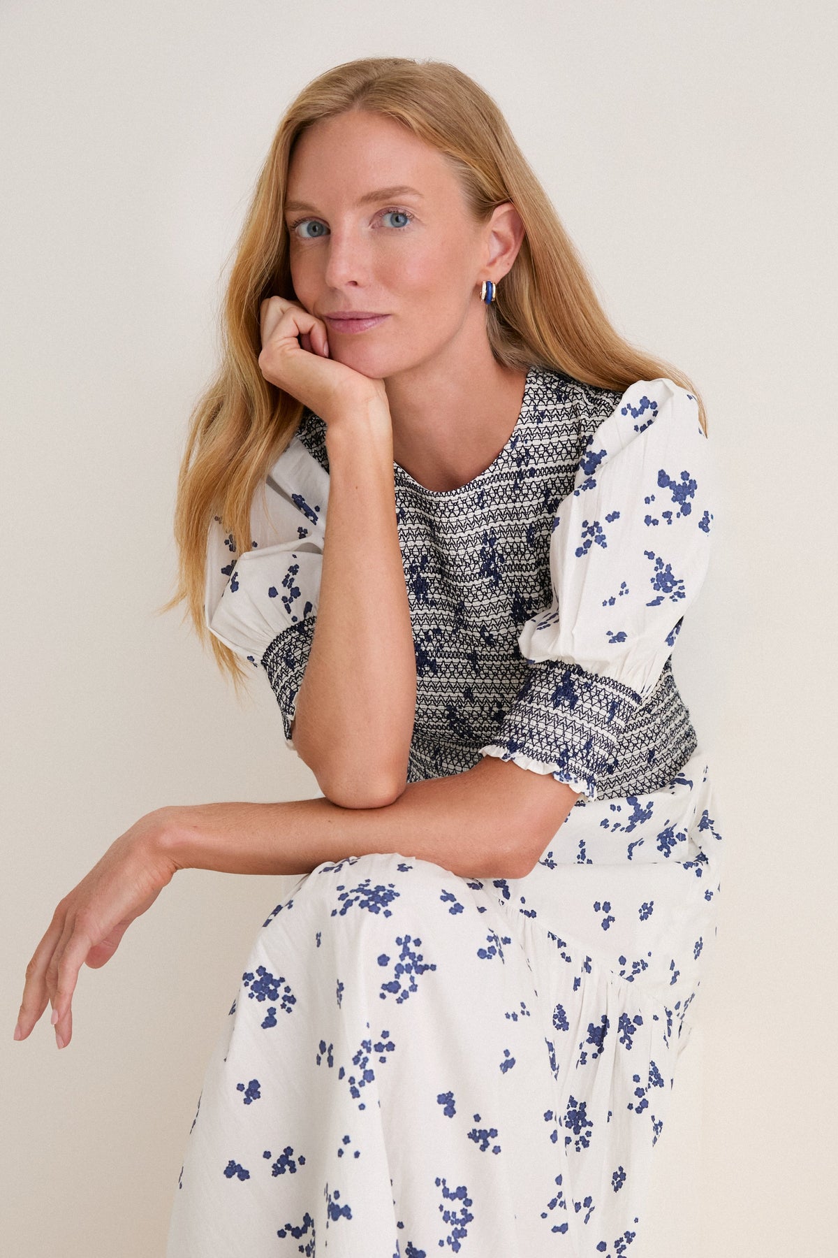 Alyssum Cream Quinn Midi Dress