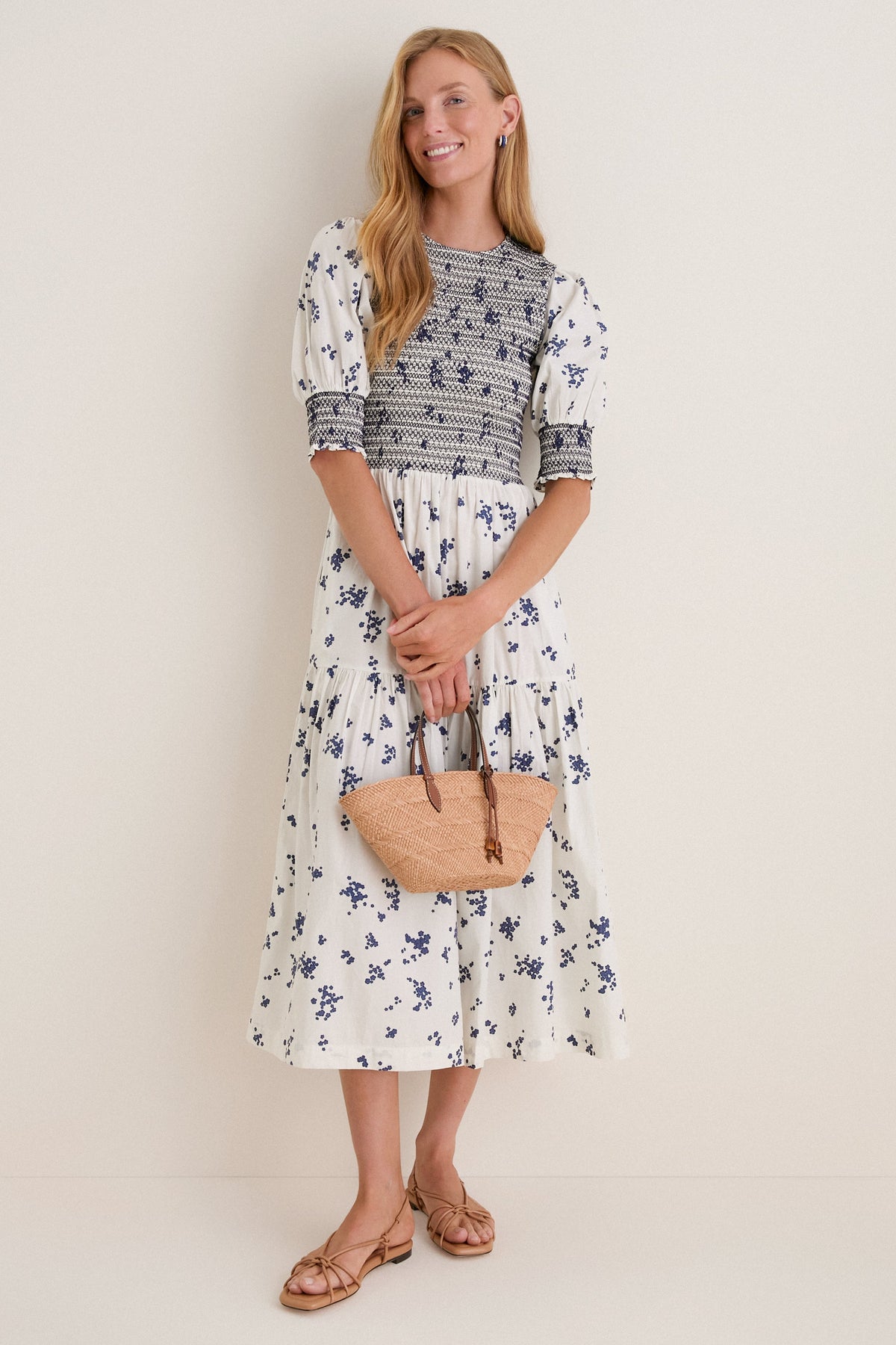 Alyssum Cream Quinn Midi Dress
