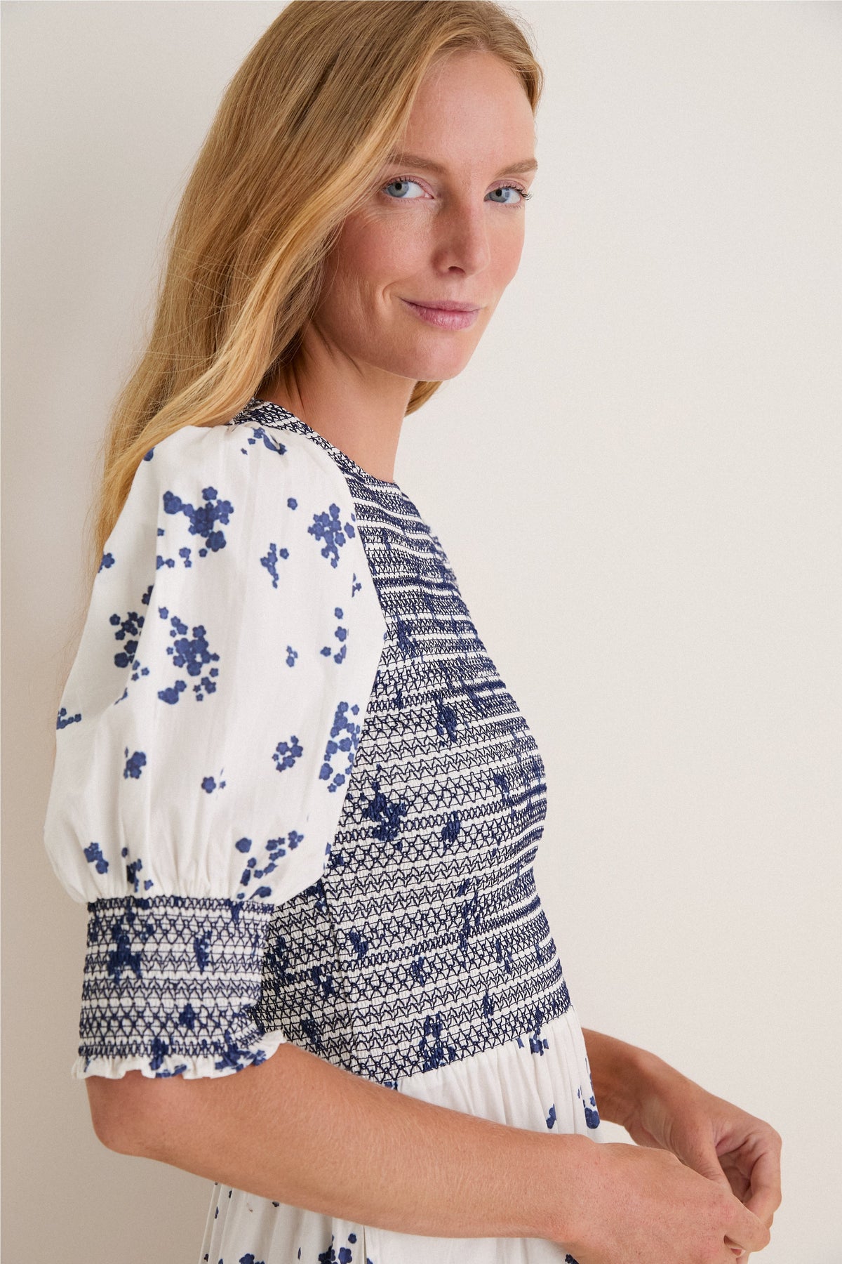 Alyssum Cream Quinn Midi Dress