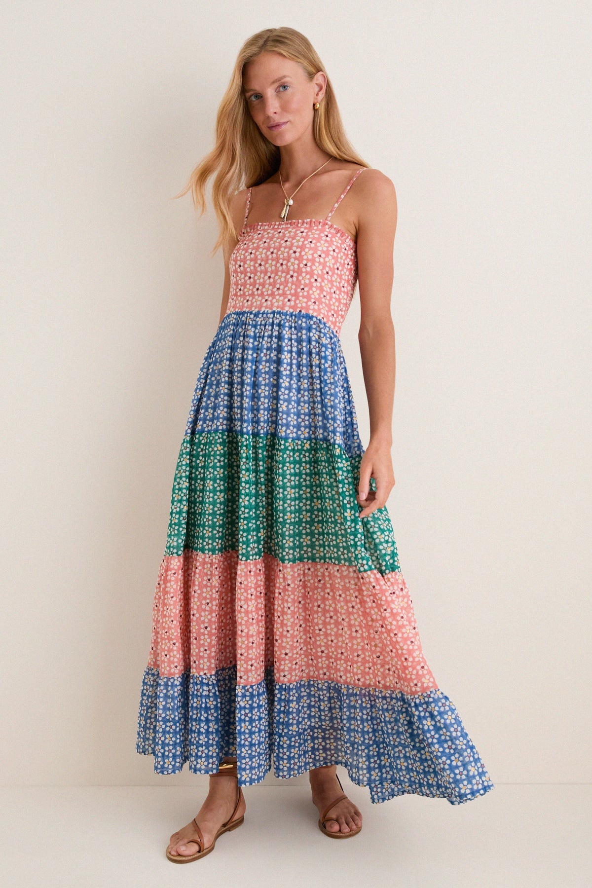 Aster Blue Smocked Back Maxi