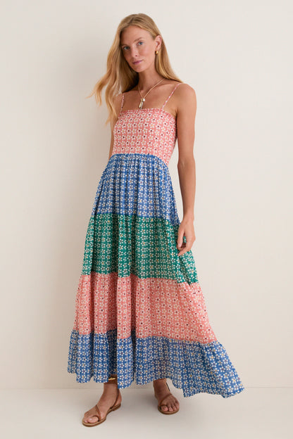 Aster Blue Smocked Back Maxi