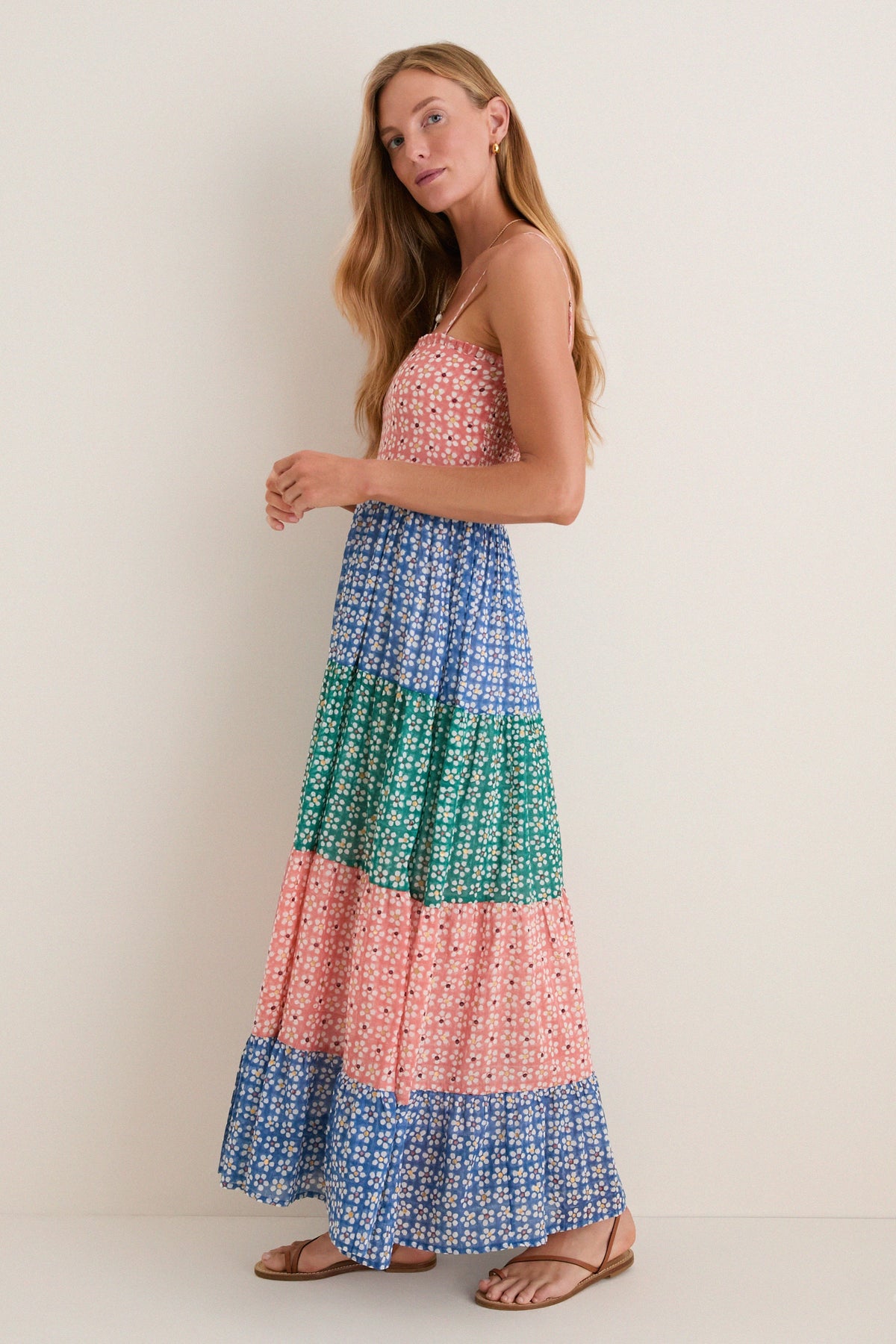 Aster Blue Smocked Back Maxi