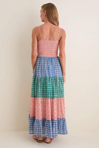 Aster Blue Smocked Back Maxi
