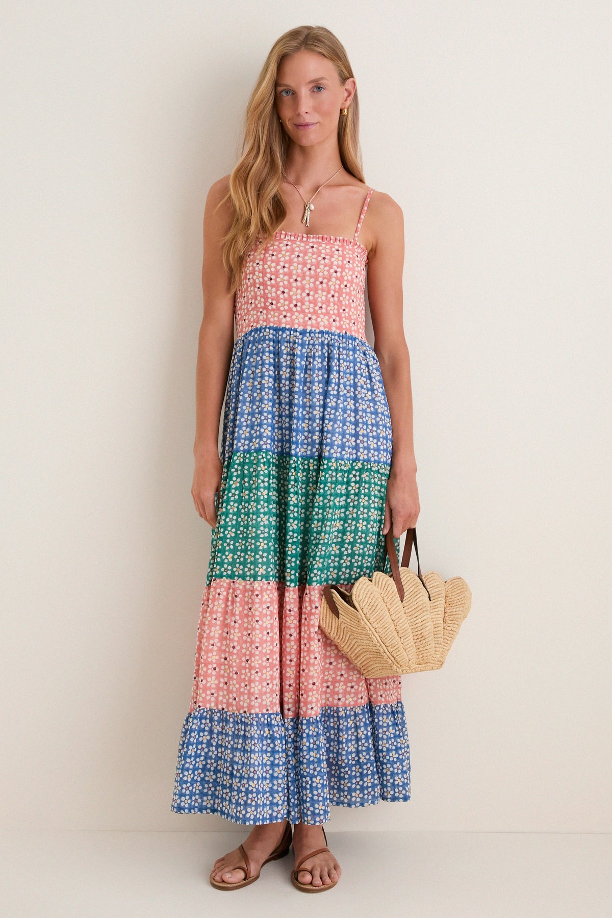 Aster Blue Smocked Back Maxi