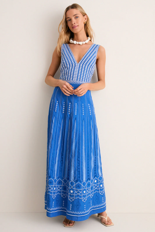 Blue Celestial Embroidery Nellie Dress