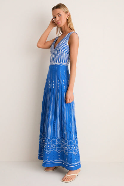 Blue Celestial Embroidery Nellie Dress