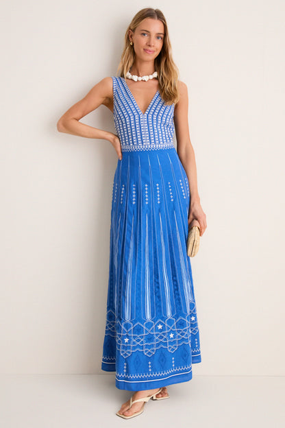 Blue Celestial Embroidery Nellie Dress