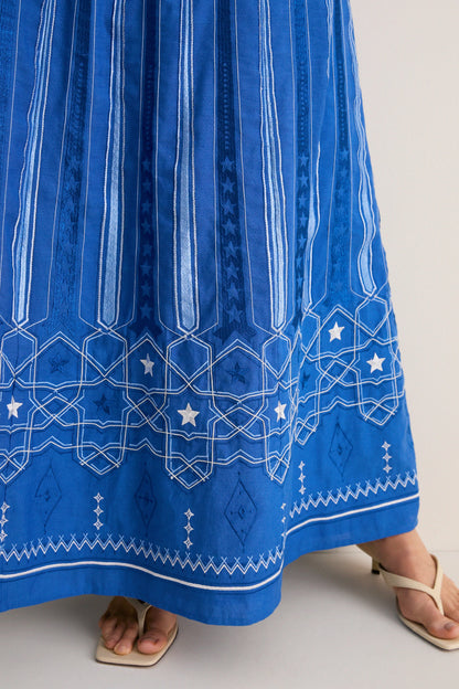 Blue Celestial Embroidery Nellie Dress