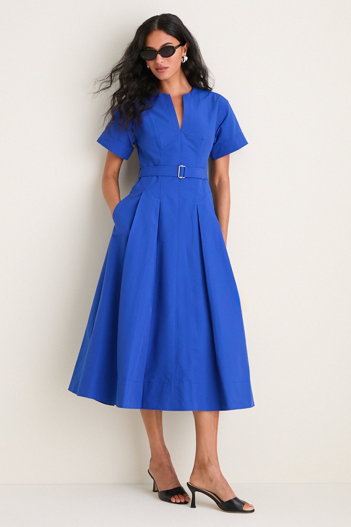 Blueberry Corinne Cotton Midi Dress