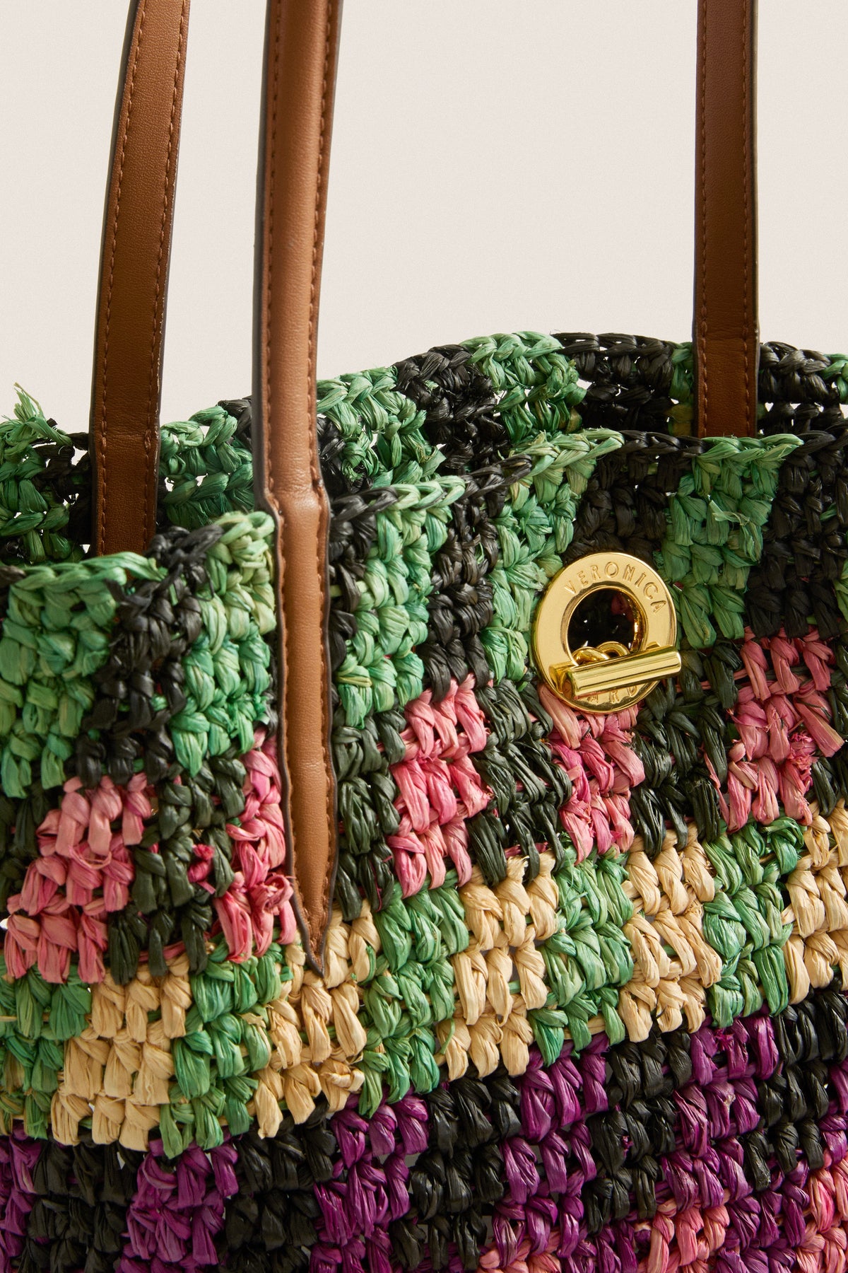 Berry Multi Striped Raffia Veronica Beard Tote