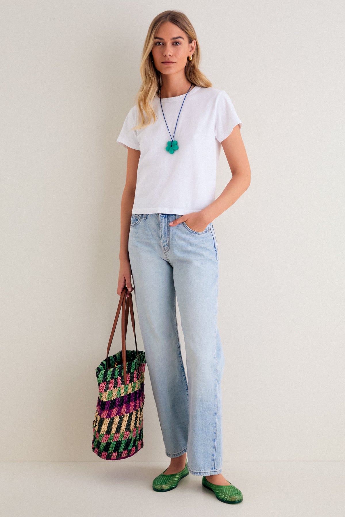 Berry Multi Striped Raffia Veronica Beard Tote