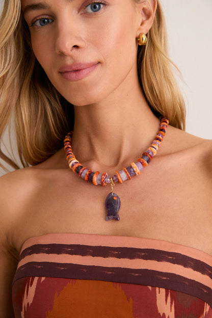Amethyst and Shell Coastal Muse Necklace