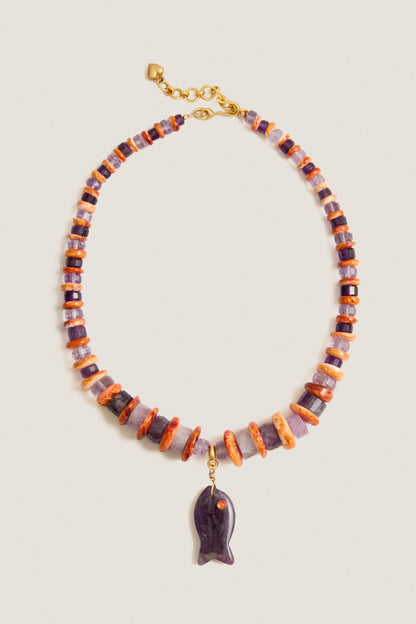 Amethyst and Shell Coastal Muse Necklace