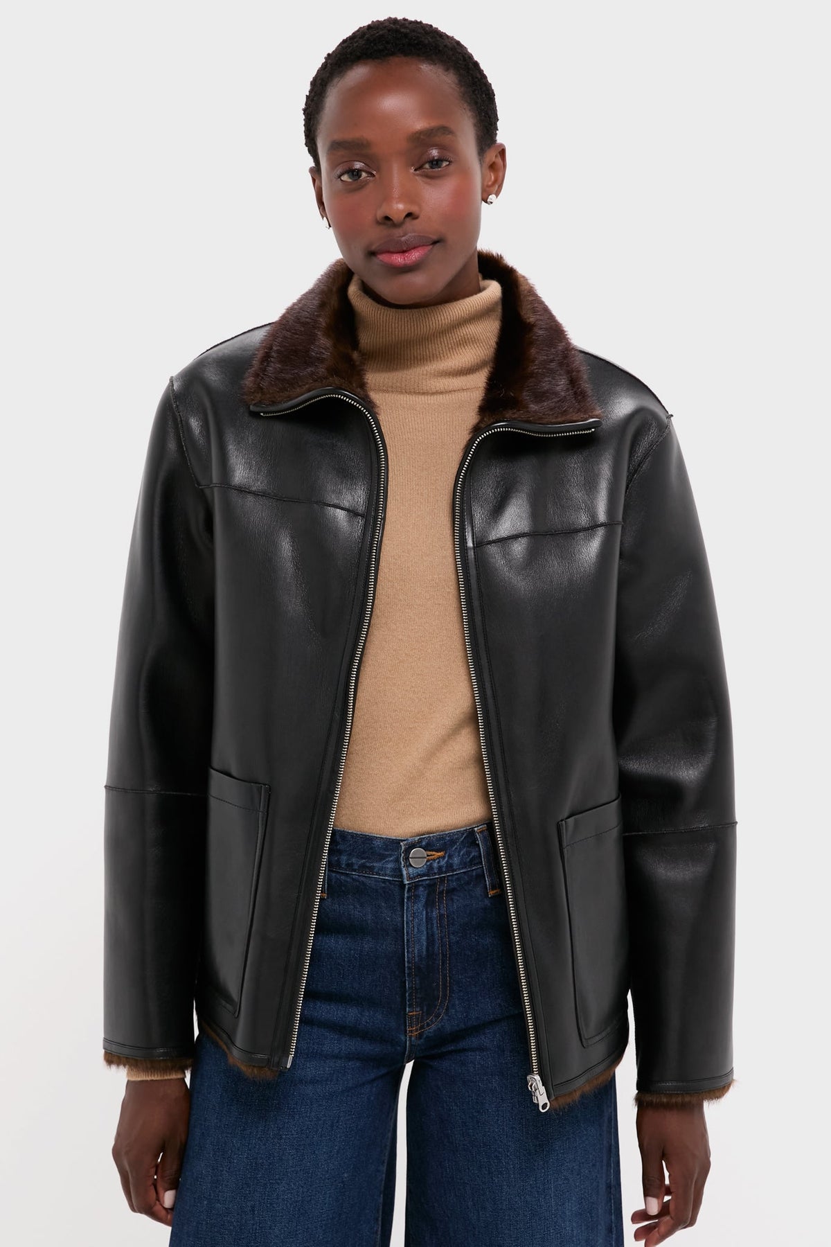 Black and Brown Reversible Brella Jacket